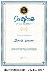 Certificate with golden seal and colorful design border 