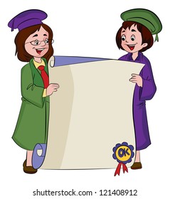 Certificado de graduación, ilustración vectorial