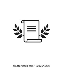 Certificate or grant with laurel. Course or training diploma with stamp or validation seal. Grant, Legal document. Best Licence. Vector flat illustration. 