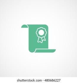 Certificate Green Flat Icon On White Background