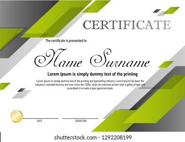 certificate green gray blue