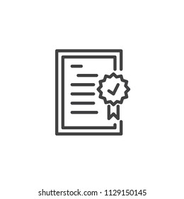 Certificate guarantees outline icon. linear style sign for mobile concept and web design. Best quality simple line vector icon. Symbol, logo illustration. Pixel perfect vector graphics