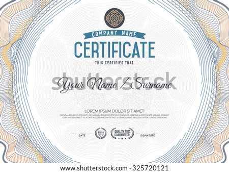Certificate guilloche certificate template.