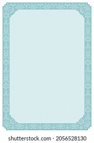 Zertifikat mit Guillotine Gitter und Rahmen, Diplomdesign, Prämientiefe, Hintergrund für den Wertpapierschutz, Vektorgrafik