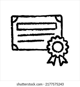 Certificate hand-drawn icon vector graphic illustration