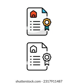 Certificate home icon design in two variation color