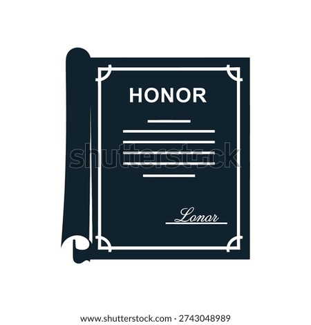 A certificate of honor with a scroll and decorative border