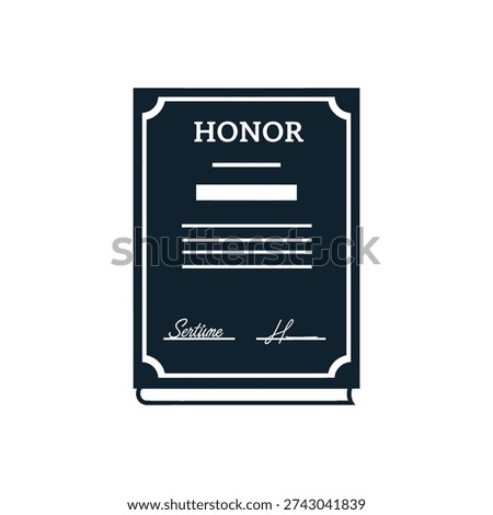 A certificate of honor is shown in a black and white image