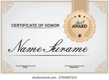 Certificate of honor template. vector illustration