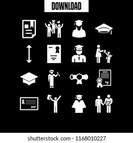 certificate icon. 16 certificate vector set. diploma, graduating, graduate girl and graduate icons for web and design about certificate theme