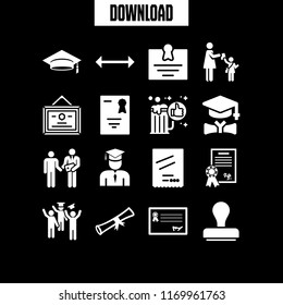 certificate icon. 16 certificate vector set. diploma, stamp, scroll and degree icons for web and design about certificate theme