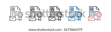 Certificate icon in 5 different styles set collection.