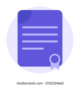 Icono de certificado. Documento de archivo de logros 