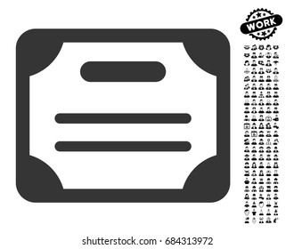 Certificate icon with black bonus work pictograph collection. Certificate vector illustration style is a flat gray iconic symbol for web design, app user interfaces.
