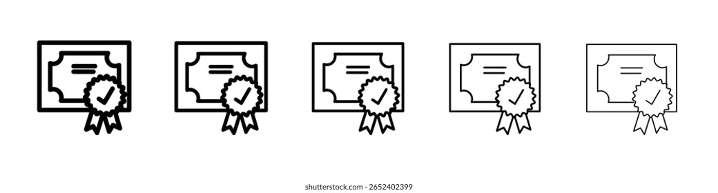 Icono de certificado signo de Vector blanco y negro