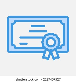 Zertifikat-Symbol in blauem Stil, Verwendung für Website-Mobile-App-Präsentation