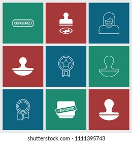 Certificate icon. collection of 9 certificate filled and outline icons such as censored, stamp, medal. editable certificate icons for web and mobile.