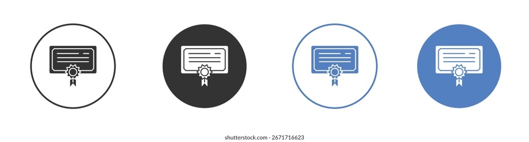 Coleção de ícones de certificado para aplicativo em cores preto e azul