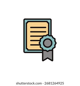 certificate icon collection .design style with background