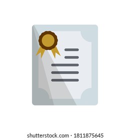 icono de certificado de diseño de ilustración vectorial de estilo de color
