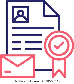 Certificate Icon Color Vector Illustration
