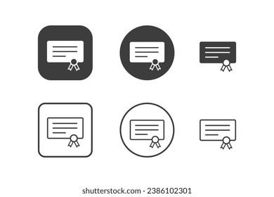 Certificate icon design 6 variations. Isolated on white background.