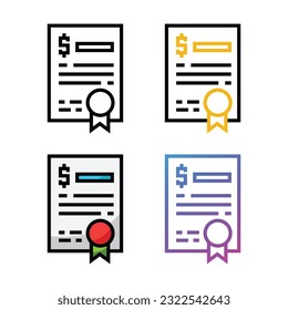 Diseño de icono de certificado en cuatro colores de variación