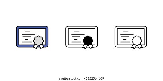 Diseño de icono de certificado con ilustración de fondo blanco