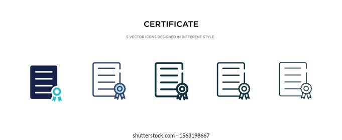 certificate icon in different style vector illustration. two colored and black certificate vector icons designed in filled, outline, line and stroke style can be used for web, mobile, ui