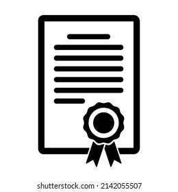 Certificate Icon. Diploma, Achievement, Grant, Award. Vector Icon Isolated On White Background. EPS 10