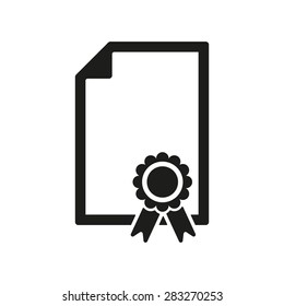 The Certificate Icon. Diploma Symbol. Flat Vector Illustration