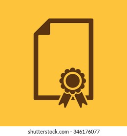 The certificate icon. Diploma symbol. Flat Vector illustration