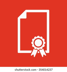 The certificate icon. Diploma symbol. Flat Vector illustration