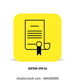The certificate icon. Diploma symbol. Flat Vector illustration