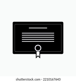 Certificate Icon. Diploma Symbol - Vector.    