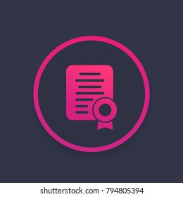 certificate icon, diploma vector