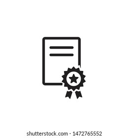 Certificate icon. Diploma vector icon. Document symbol. Achievement, award, grant. Modern, simple flat vector illustration for web site or mobile app