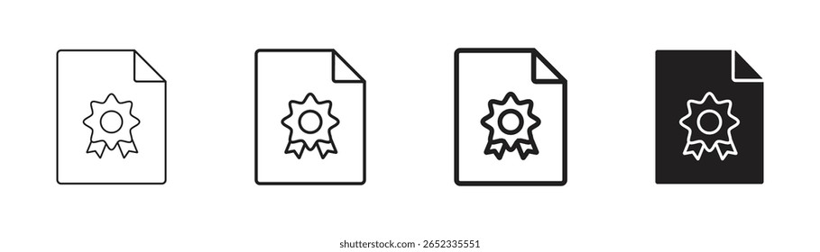 certificate icon with document lines badge on background paper award