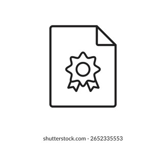 certificate icon with document lines badge on background paper award
