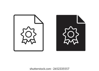 certificate icon with document lines badge on background paper award
