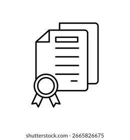 Ícone do Certificado: Documento com Selo e Faixa de Opções