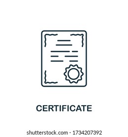 Certificate icon from education collection. Simple line Certificate icon for templates, web design and infographics