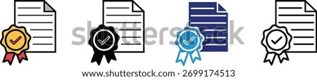 Certificate icon element for award design and achievement document concepts, vector Illustration on transparent background.