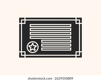 Icono de certificado con un documento con un sello. Ideal para educación, logros, reconocimiento oficial y temas de premios. Diseño de Vector escalable.