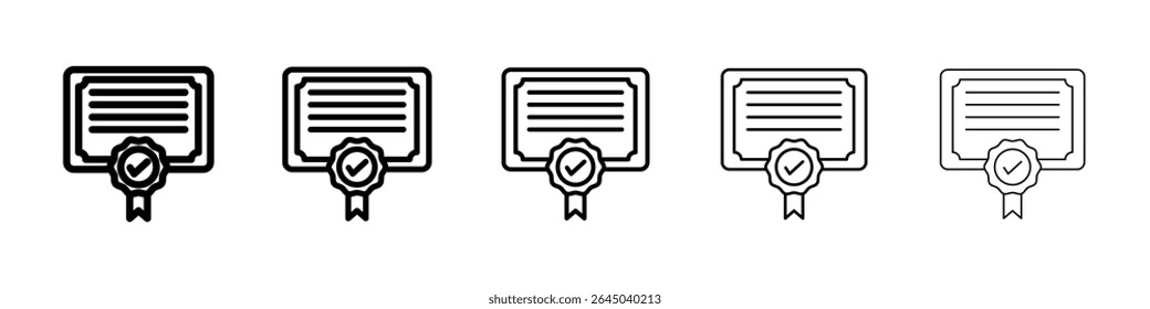 Ícone do certificado preencheu o conceito de sinal plano para web design.