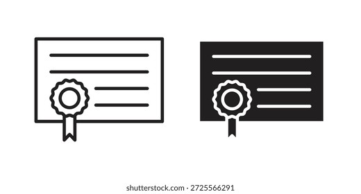 Icono de certificado en línea delgada, estilo de trazo para Sitio web y App