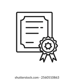 Certificate icon Flat art in black and white isolated
