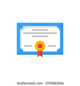 Certificate icon flat color vector