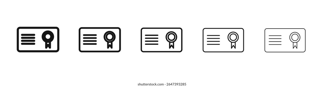 Certificate icon flat illustration set logo