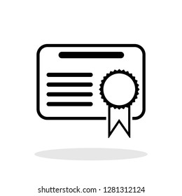 Certificate icon in flat style. Achievement / Award / Grant / Diploma symbol for your web site design, logo, app, UI Vector EPS 10.